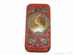 Cajas y cajitas metálicas: ANTIGUA CAJITA METAL LITOGRAFIADO MODERNISTA-FINALES S.XIX PRINCIPIOS S.XX